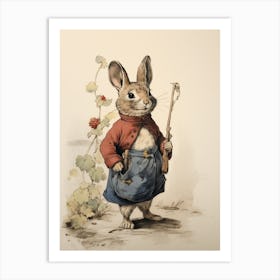 Storybook Animal Watercolour Rabbit 3 Art Print