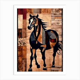 Horse, Wood, Denim Art Print