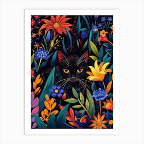 Black Cat In The Garden 9 Art Print