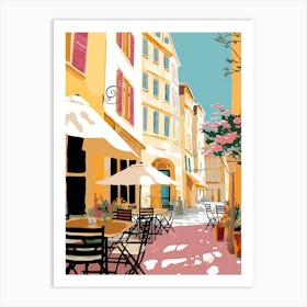 Aix En Povence, France, Flat Pastels Tones Illustration 2 Art Print