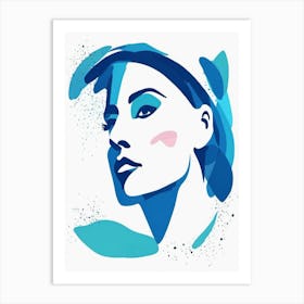 blue matisse watercolour woman portrait 9 Art Print