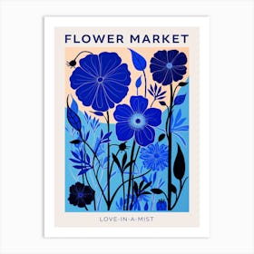 Blue Flower Market Poster Nigella Love In A Mist 3 Art Print
