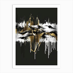 Gold And Black Abstract Painting 40 Art Print