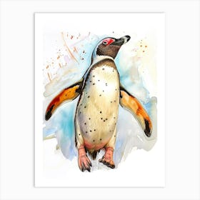 Humboldt Penguin Floreana Island Watercolour Painting 2 Art Print