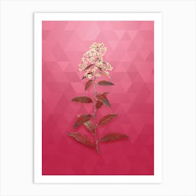 Vintage Green Cestrum Botanical in Gold on Viva Magenta n.0930 Art Print