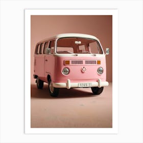 Pink Vw Bus Art Print