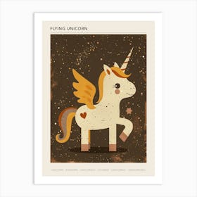 Unicorn Pegasus With Wings Cute Kids Muted Pastel 3 Poster Art Print