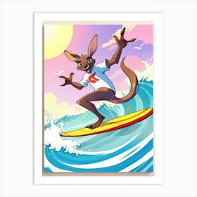 Kangaroo Surfing Art Print