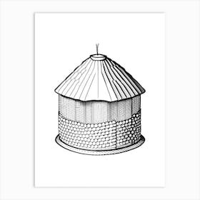 Beehive Line Drawling Vintage Art Print