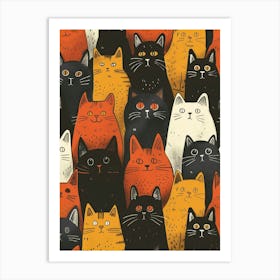 Perfectly Repeatable Artwork With Cute Cat Faces 08 Art Print