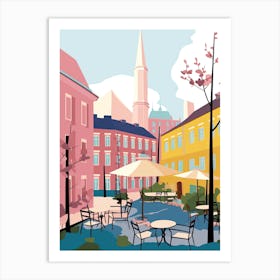 Tampere, Finland, Flat Pastels Tones Illustration 1 Art Print