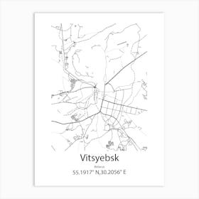 Vitsyebsk,Belarus Minimalist Map Art Print