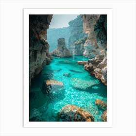 Blue Water In A Cave 2 Art Print