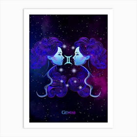 Gemini Zodiac Sign — Zodiac neon signs Art Print