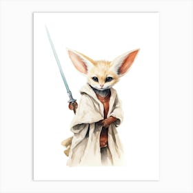 Baby Fennec Fox As A Jedi Watercolour 4 Art Print