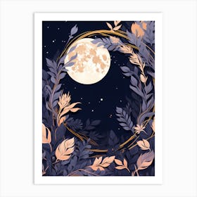 Moon And Leaves Background 2 Art Print