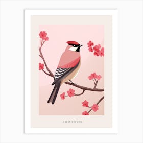 Minimalist Cedar Waxwing 3 Bird Poster Art Print