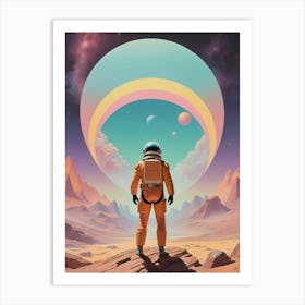 Spaceman In Space vintage retro sci-fi art Art Print