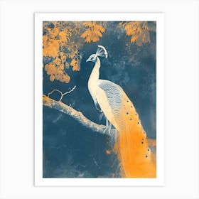 White Peacock With The Blossom 2 Art Print