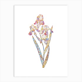 Stained Glass Elder Scented Iris Mosaic Botanical Illustration on White n.0146 Art Print