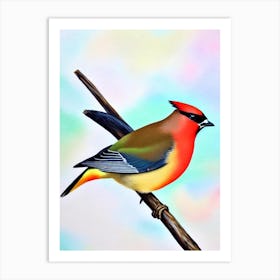 Cedar Waxwing Watercolour Bird Art Print