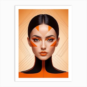 Woman Portrait Minimalism Geometric Pop Art (13) Art Print