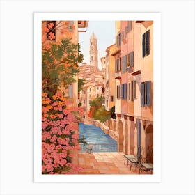 Palma De Mallorca Spain 4 Vintage Pink Travel Illustration Art Print