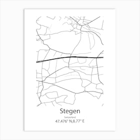 Stegen,Switzerland Minimalist Map Art Print