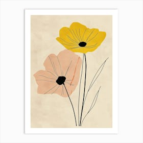 Poppies Boho Minimalist Style 3 Art Print