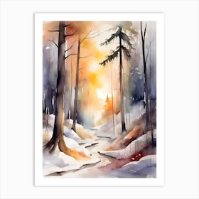 Watercolor Forest Watercolor Painting Art Print