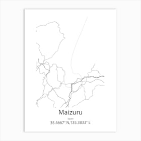 Maizuru,Japan Minimalist Map Art Print