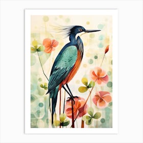 Bird Painting Collage Green Heron 1 Art Print