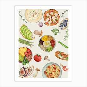 Watercolor Food Set Art Print