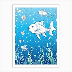 Fishes In The Sea Vector Art Print