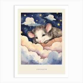 Baby Opossum 1 Sleeping In The Clouds Nursery Poster Art Print