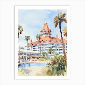 Hotel Del Coronado   Coronado, California   Resort Storybook Illustration 4 Art Print