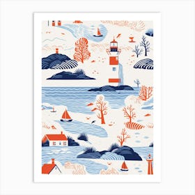 Cape Cod In Massachussetts, Inspired Travel Pattern 2 Art Print
