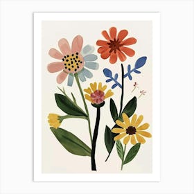 Painted Florals Zinnia 2 Art Print