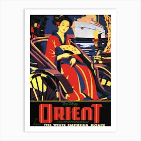 Orient, Geisha In Rickshaw, Travel Poster Art Print