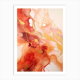 Red, Orange, Gold Flow Asbtract Painting 0 Art Print