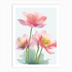 Lotus Flowers Acrylic Painting In Pastel Colours 5 Art Print