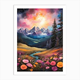 Sunset In The Mountains 30 Art Print