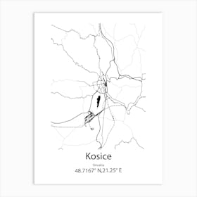 Kosice,Slovakia Minimalist Map Art Print