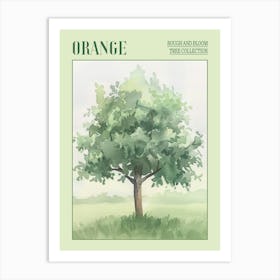 Orange Tree Atmospheric Watercolour Painting 3 Poster Art Print