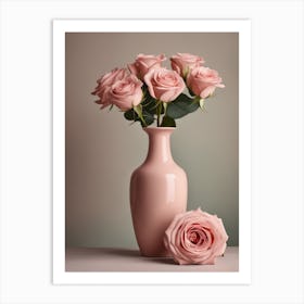 A Vase Of Pink Roses 63 Art Print