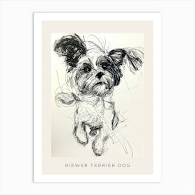 Biewer Terrier Dog Line Sketch Poster Art Print