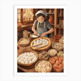 Dumpling Making Chinese New Year 9 Art Print