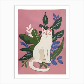 Cat With Leaves Art Print