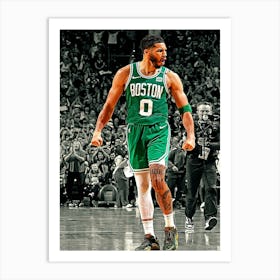 Jayson Tatum Of The Boston Celtics Celebrates During The Game Against The Dallas Mavericks Art Print