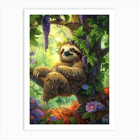 Sloth In The Forest Art Print